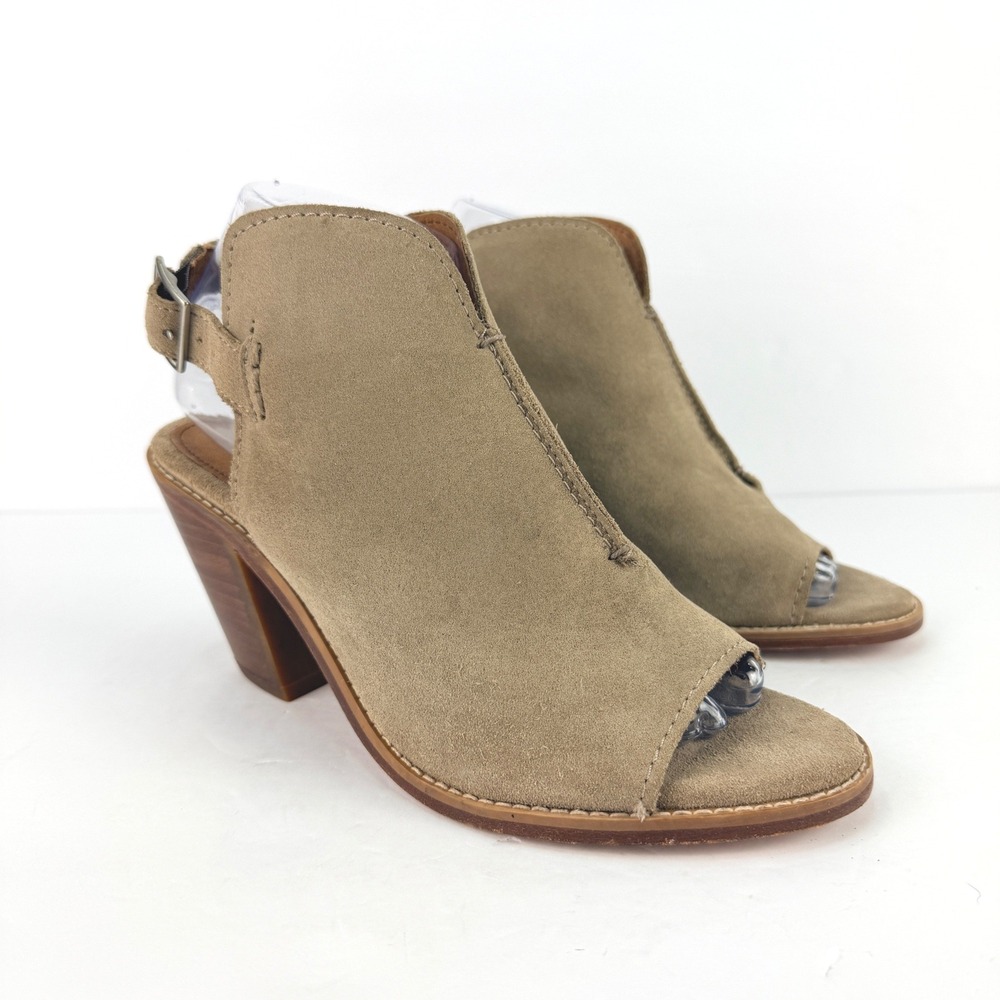 Frye Women 7.5 Courtney Ash Suede Slingback Peep Toe Heel Sandals Western Luxury